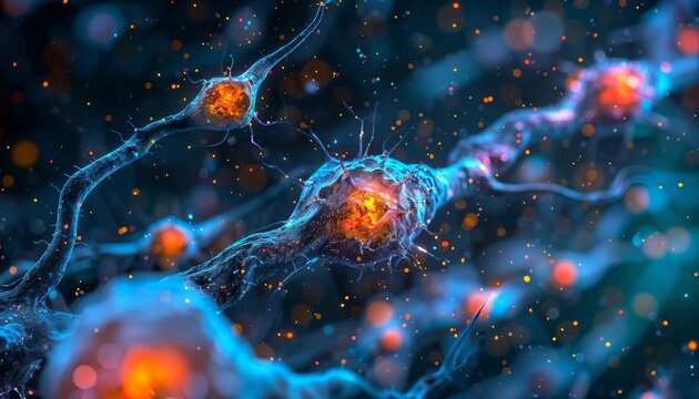 Macro view of astrocytes and their role in the human brain, educational and artistic