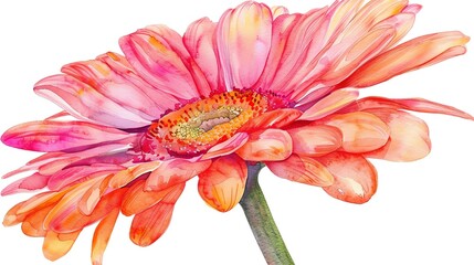 Watercolor gerbera daisy clipart in bright and cheerful colors - obrazy, fototapety, plakaty