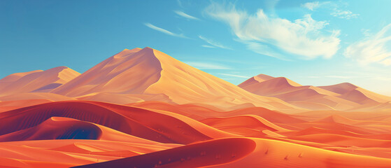 beautiful dunes landscape with blue sky 