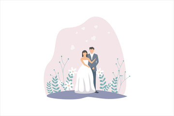 Wedding Party Flat Design Illustration