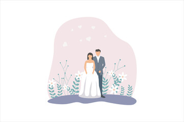 Wedding Party Flat Design Illustration