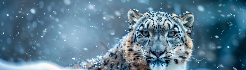 A snow leopard in the snow