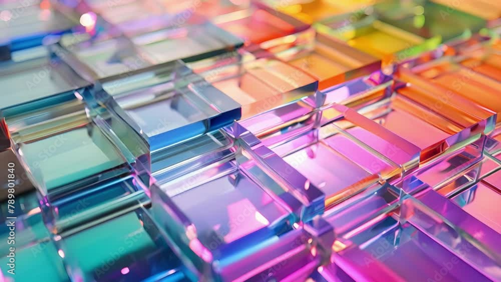 Poster a futuristic rooftop covered in translucent colorful solar panels showcasing the potential for a mor