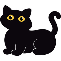 International Cat Day Silhouette. Cute Cartoon Style