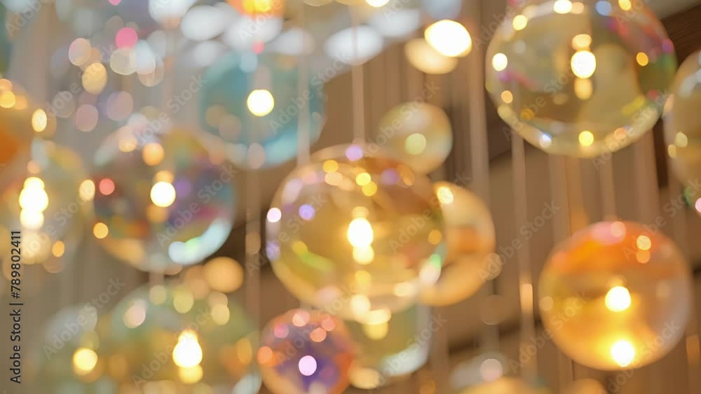 Poster an installation piece made up of suspended glass orbs each containing a different biofuel molecule. 