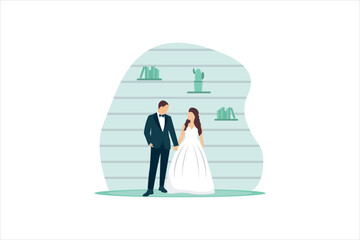 Wedding Party Flat Design Illustration