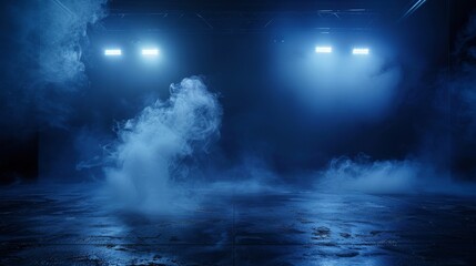 Blue smoke on a black background. - obrazy, fototapety, plakaty