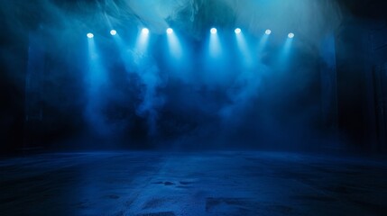 Blue spotlights on an empty stage.