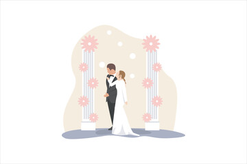 Wedding Party Flat Design Illustration