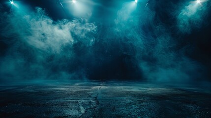 cinematic blue smoke on black background - obrazy, fototapety, plakaty