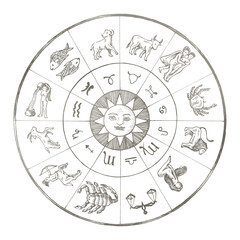 PNG Astrology horoscope chart, celestial art illustration, transparent background