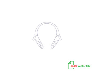 Portable earphones. Isolated vector icon. Headphone continuous single-line outline vector art drawing and simple one-line minimalist design. Air pods icon. Wireless symbol modern simple vector icon. 