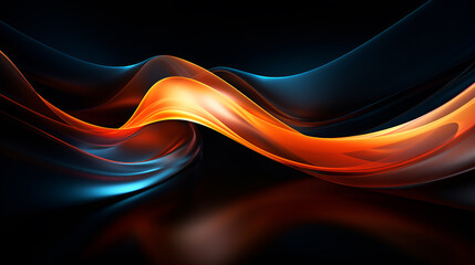 an explosion of orange and blue light on a black background, in the style of georg jensen, finely rendered textures, curvaceous simplicity - obrazy, fototapety, plakaty