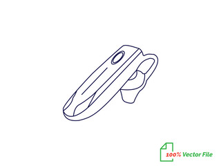 Portable earphones. Isolated vector icon. Headphone continuous single-line outline vector art drawing and simple one-line minimalist design. Air pods icon. Wireless symbol modern simple vector icon. 