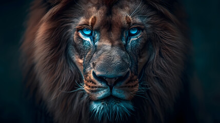 Naklejka premium A lion with an intimidating gaze, it's majestic and fierce presence.