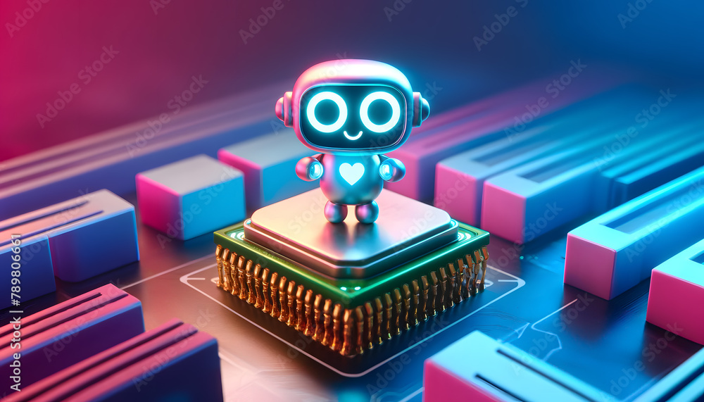 Poster concept of artificial intelligence, featuring an ai-brain made of circuit patterns with surrounding 