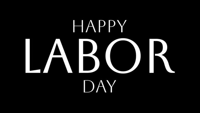 Happy Labor Day text sign with flash effect in black background. Fit for celebrating Labor Day or May Day around the world.