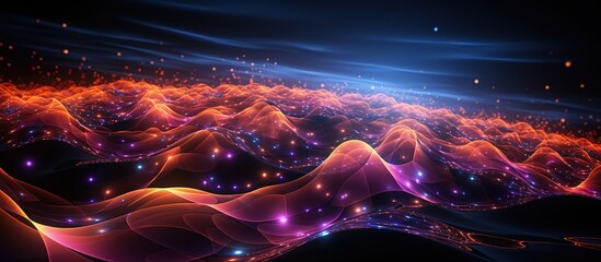 abstract wavy background with bokeh lights, Rhythmic Light Waves