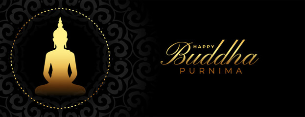 Naklejka premium happy buddha or guru purnima wishes dark wallpaper design