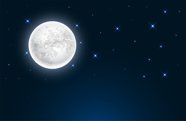 realistic full moon and star nighttime background design © starlineart