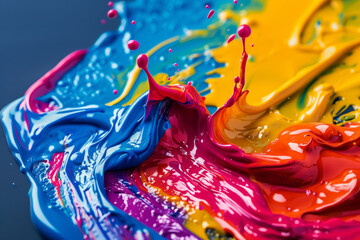 A splash of paint with a splash of water, creating a colorful and vibrant scene