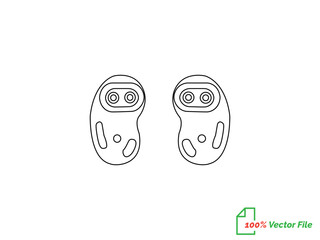 Portable earphones. Isolated vector icon. Headphone continuous single-line outline vector art drawing and simple one-line minimalist design. Air pods icon. Wireless symbol modern simple vector icon. 