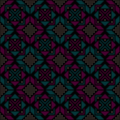carpet sample. aztec motifs. vector seamless pattern. black repetitive background. maroon celadon silver geometric shapes. fabric swatch. wrapping paper. design template for textile, home decor, linen