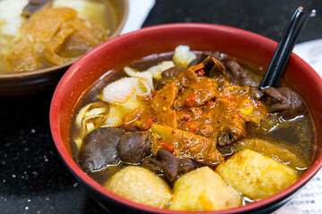 Hong Kong style cart noodles in the restaurant