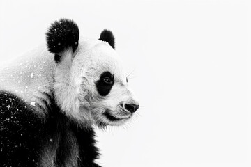Artistic elegance in monochrome a high-definition photograph of a panda face against a clean white...