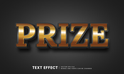 Editable elegant 3d gold prize text effect. Fancy font style perfect for logotype, title or heading text.
