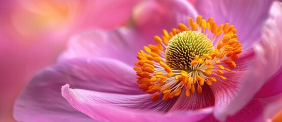 Close up of pink anemone flower