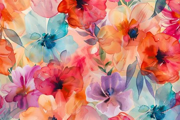 Vibrant floral watercolor paper featuring intricate details. Botanical masterpiece AI Image