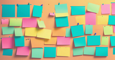 Sticky notes on a whiteboard without text, simple flat gradient