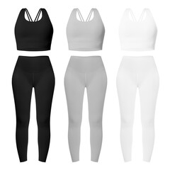 Png basic sportswear mockup leggings and sports bra women’s apparel set