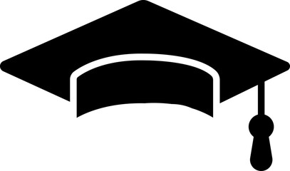 Graduation hat cap fill icon. Academic cap. Graduation student black cap and diploma. Vector Illustration. Vector Graphic. 