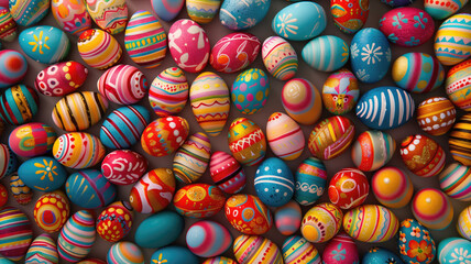 Fototapeta na wymiar Colorful background of easter eggs collection, easter celebration Generative AI