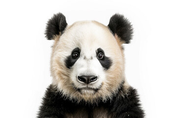 Clean and captivating, a high-resolution photograph showcasing the beauty of a panda face against a pure white backdrop.