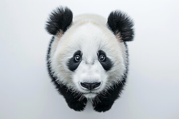 Clean and captivating, a high-resolution photograph showcasing the beauty of a panda face on a...
