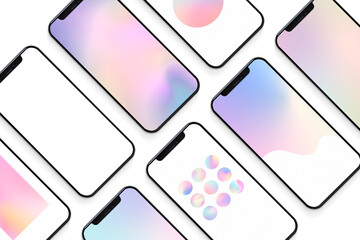 Smartphone screen mockup png set