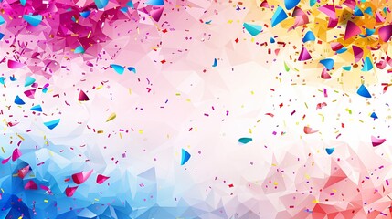Vibrant happy birthday border frame with confetti on transparent background - vector illustration for celebratory events