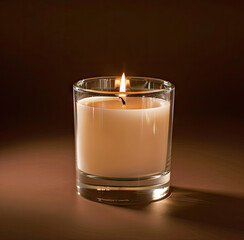 A glass candle warm light