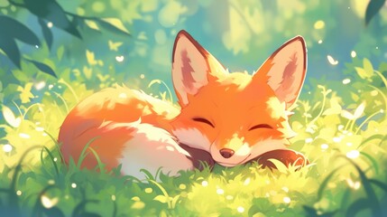 Fototapeta premium The adorable fox is a delightful character from the woodland