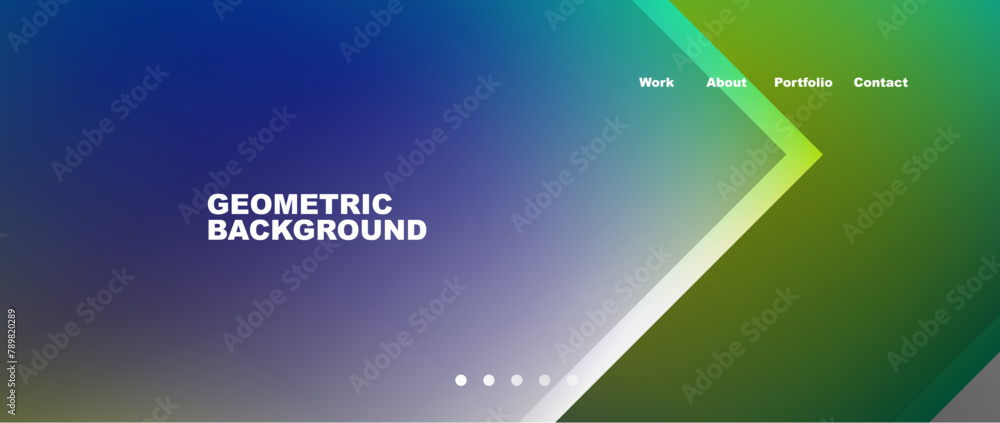 Poster a geometric background featuring electric blue, green, and white arrows against a sky backdrop. perf
