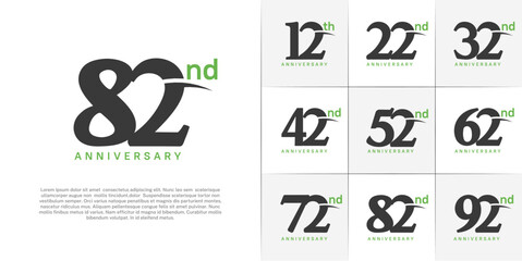 Fototapeta premium Set of Anniversary Logotype with swoosh, black and green color can be use for special day celebration