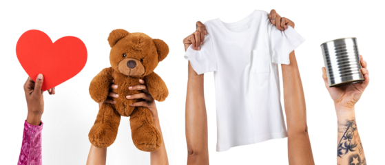 Png Hands presenting charity mockup for essentials donation campaign