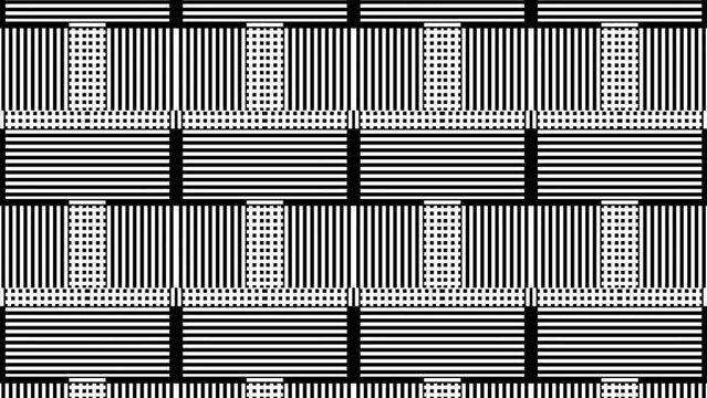4k Abstract black and white color lines art pattern geometric shapes with green screen background.Seamless art pattern of simple technology background concept.