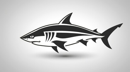   A free black-and-white shark image against a light gray background