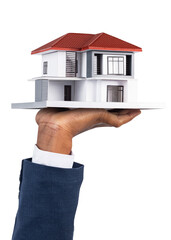 Png Hand holding house mockup real estate and property model