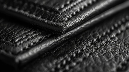   A tight shot of black, textured leather resembling film or movie props