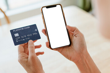 Woman using a mobile phone to shop online during coronavirus pandemic transparent png